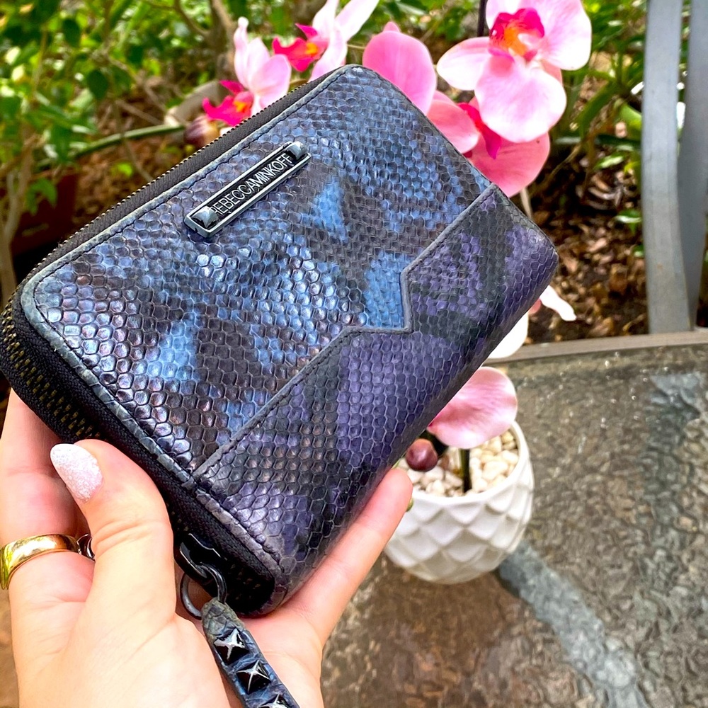 Rebecca Minkoff Blue & Purple Snakeskin Zip Wallet - Picture 12 of 16